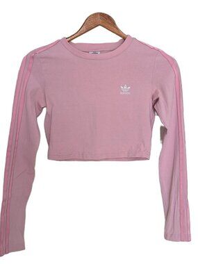 Adidas Women's Pink Long-Sleeve Crop Top XS
